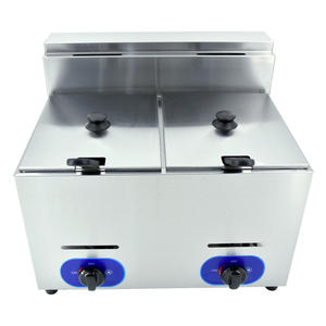 <span class=keywords><strong>Friteuse</strong></span> <span class=keywords><strong>professionnelle</strong></span> à double réservoir de 20 L en acier inoxydable pour restaurant, avec contrôle de température réglable au gaz GPL - Product Image 4