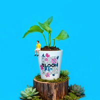 Pot de fleurs en céramique personnalisé avec logo, 12 oz, pots de fleurs en céramique vierges pour sublimation