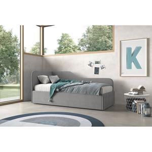 Sofá cama individual extraíble en tela gris - Product Image 1
