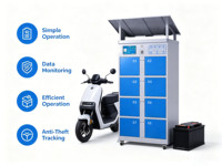 Estación de Intercambio de Baterías Compartida para Bicicletas Eléctricas/Scooters, con 8 Ranuras, Energía Solar, Pantalla Táctil, para Uso Comercial en Exteriores