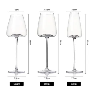 Jinbaijia Luxury Long Stem Transparent Luxury Custom Modern Style Lead-Free Crystal Unique Red Wine Glass 3 Piece Set