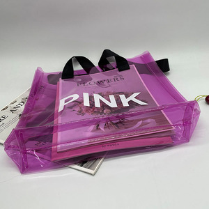 Bolsa de Mano de PVC Transparente Grande y Colorida Personalizada, <span class=keywords><strong>Bolso</strong></span> de Playa de Plástico con Cierre, Impermeable, para Compras, Cosméticos y Almacenamiento - Product Image 4