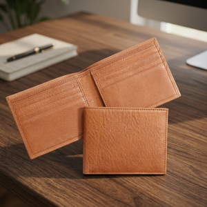 <b>For</b> Camel Leather <b>RFID</b> Blocking Short Open Closure Fashion Billfold <b>Wallet</b> - Product Image 2