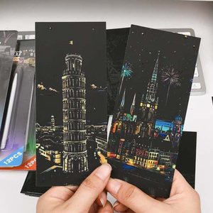 15.5x6.7cm 12 Cái/Bộ đầy màu sắc thành phố đêm <span class=keywords><strong>Scratch</strong></span> Painting handmade <span class=keywords><strong>Art</strong></span> <span class=keywords><strong>Scratch</strong></span> Painting DIY Creative <span class=keywords><strong>Scratch</strong></span> Painting - Product Image 3