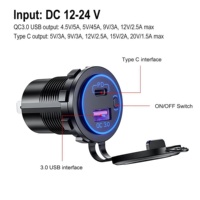 Prise de chargeur de voiture USB 12V PD Type-C & QC3.0 avec connecteur, prise de courant à charge rapide pour voiture, bateau, camping-car, caravane