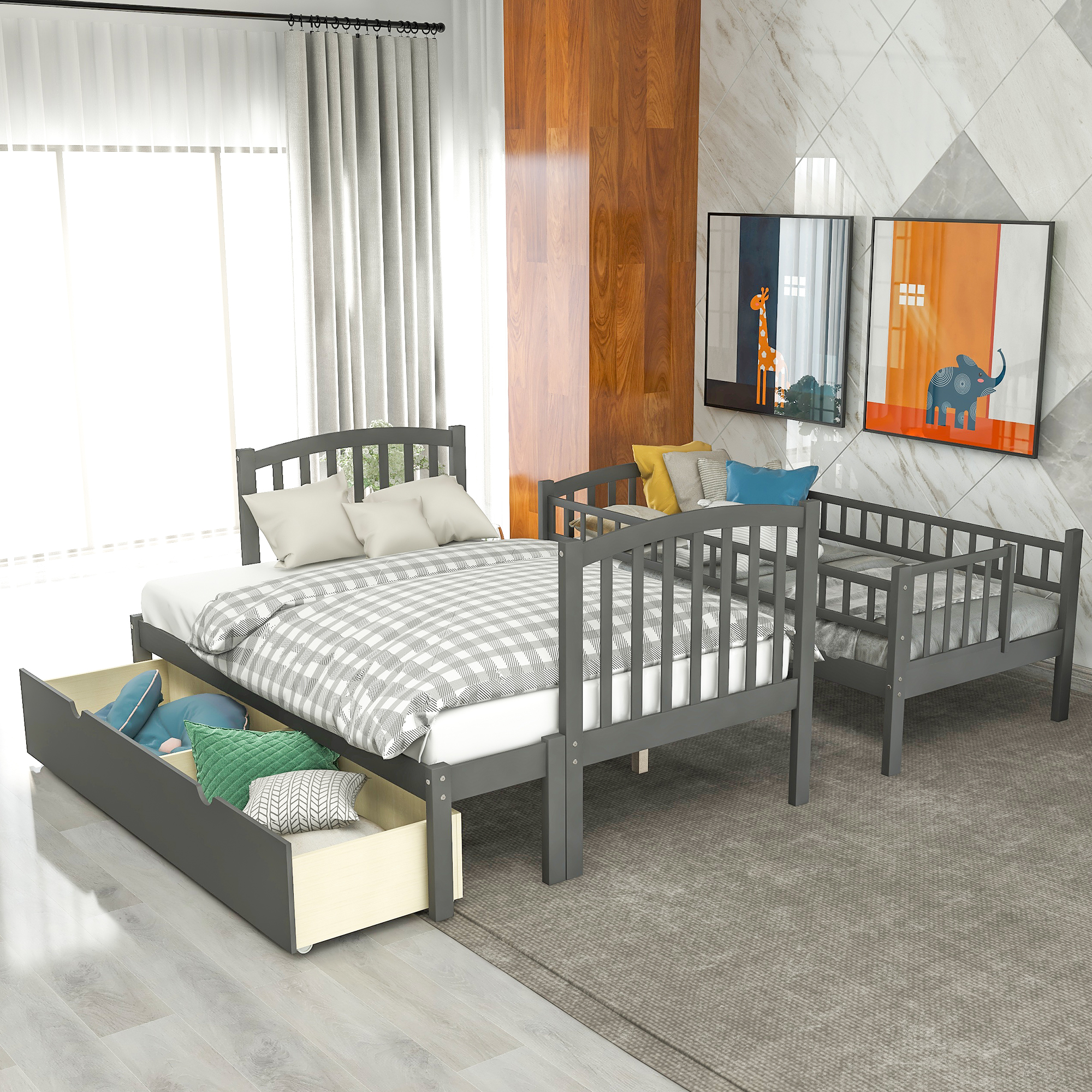 Kids Bunk Bed Bedroom Children Furniture Sets Multifunction Modern Bunk Bed For Girls