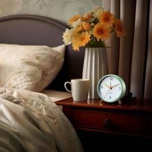 Horloge de table de bureau rétro silencieuse de 4 pouces, vente chaude <span class=keywords><strong>2023</strong></span>, horloge analogique à quartz sans tic-tac, avec lumière nocturne - Product Image 6