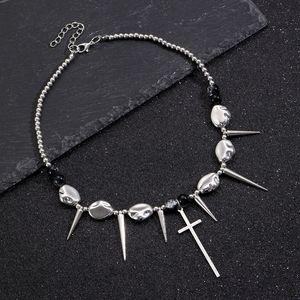 Collar de Acero Inoxidable Galvanizado Unisex, Estilo Gótico Oscuro, con Remaches y Diseño Cruzado, Exagerado, Estilo Instagram, de Nicho, con Personalidad - Product Image 5