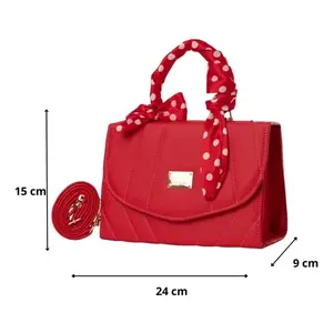Bolso Tote Rojo Saffiano para Mujer de Fana Milan, Forma Cuadrada con Decoración de Lazo, Impermeable, para Uso en la Playa - Product Image 3