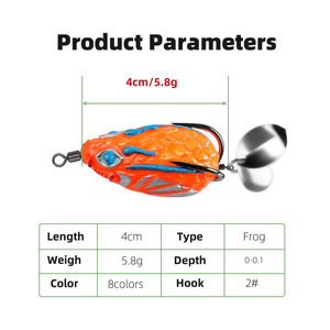 Leurre souple artificiel de style thaïlandais modifié, grenouille à double lame 4cm/5.8G, longue portée <span class=keywords><strong>pour</strong></span> <span class=keywords><strong>la</strong></span> capture de grenouilles noires - Product Image 3