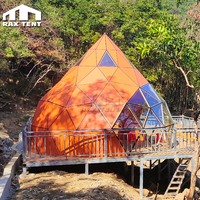 Glamping Zome Home Tente de luxe pour hôtel Tente en forme de dôme en verre avec salle de bain