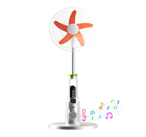 Ventilateur portable solaire rechargeable de 16 pouces, lecteur de musique sans fil, oscillant, télécommande, 5 pales, 6 vitesses - Product Image 5