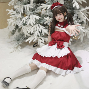 Christmas Chinese Style Maid Outfit Wine Red Satin Women's Cosplay Costume S-5XL Plus Size Game Anime Role Playing - Product Image 3
