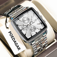 Reloj Poedagar 866 para Hombre, de Lujo, Cuadrado, Cronógrafo, Acero Inoxidable, Luminoso, Resistente al Agua, Venta al Por Mayor, Directo de Fábrica, Listo para Enviar