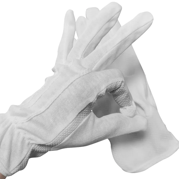 Guantes de algodón suave y cómodo, Manoplas de Color blanco, punteadas, PVC, Industrial, precio de fábrica