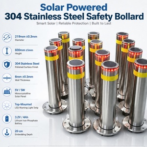 XZL Ip68 Waterproof Solar Powered Outdoor Stainless Steel Garden Bollard Stanchion Post Metal Bollard With Led Light