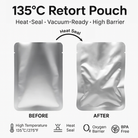 Pochette en aluminium de qualité alimentaire pour stérilisation à haute température 121°C ° Sac sous vide thermoscellable pour viande, soupe, riz, aliments prêts à manger