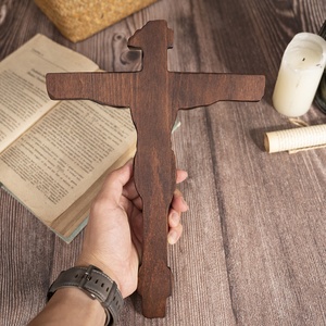 Crucifix en <span class=keywords><strong>bois</strong></span> sculpté à la main, crucifix de Jésus-Christ, décoration de table ou d'art mural - Product Image 3