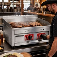 Plaque de cuisson professionnelle à gaz 9,4 kW pour hamburgers, steaks, bacon, œufs, restaurants de restauration rapide, traiteurs et revendeurs d'équipements