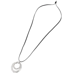 Boho Hammered Double <b>Ring</b> <b>Necklace</b> Adjustable Leather Rope Chain Vintage Long Statement Jewelry for Women SilverGold Tone - Product Image 2