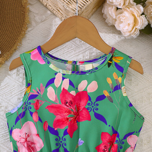 Kedatangan Baru untuk Anak Perempuan Ukuran Kecil dan Sedang, Gaun Tanpa Lengan Bermotif untuk Musim Semi dan Musim Panas - Product Image 3