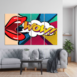 Pop Art Woman <b>Canvas</b> Print: Colorful Tempered Glass <b>Wall</b> Decor,SET OF 4 <b>CANVAS</b> - Product Image 3