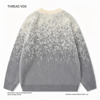 Pull ras du cou personnalisable pour homme, style décontracté jacquard, patchwork dégradé automne, streetwear à manches longues