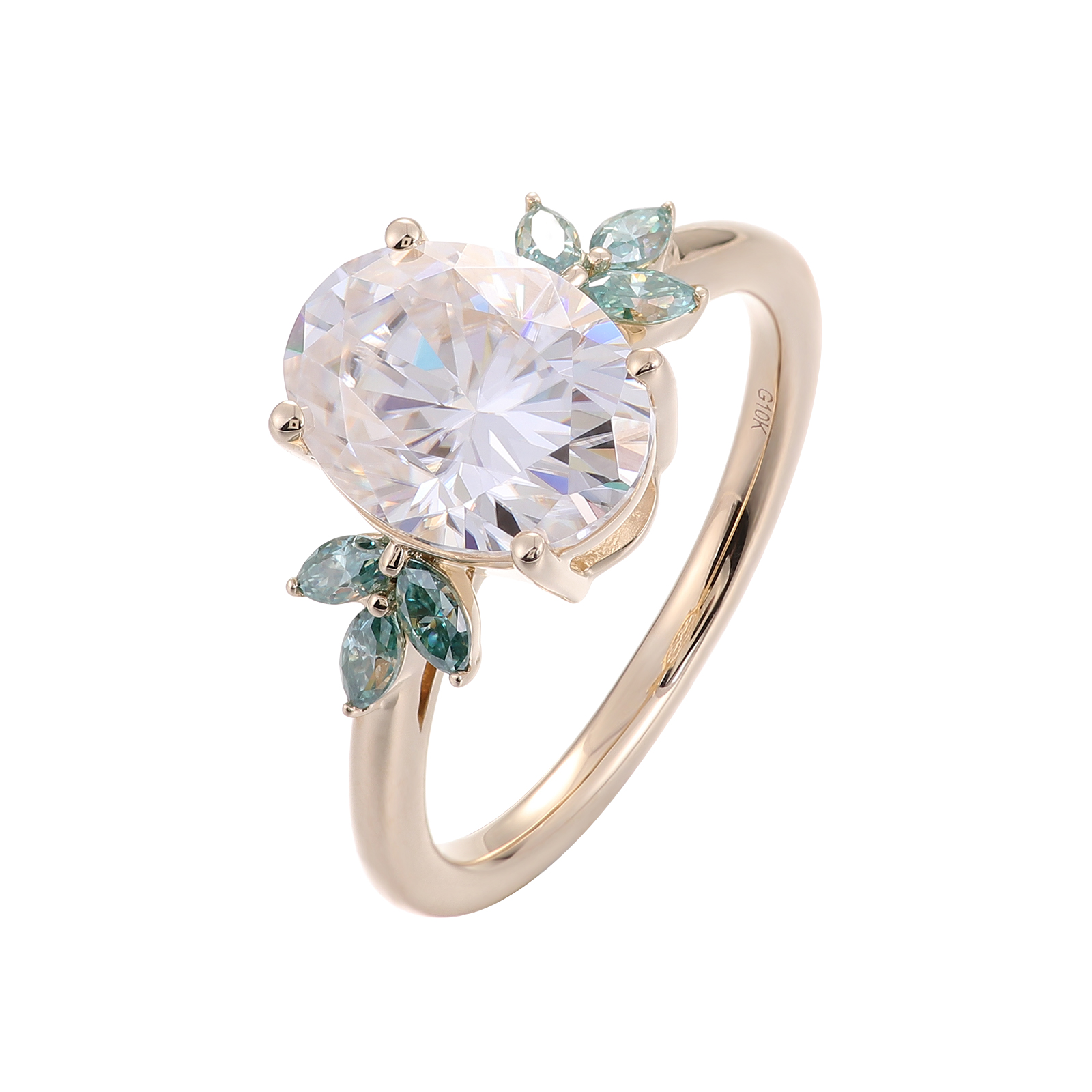 Bague moissanite en or massif 14 carats