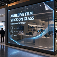 Film LED transparent adhésif pour vitrine de stand d'exposition, affichage publicitaire sur mur de verre