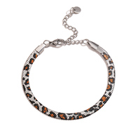 Ensemble de bijoux personnalisé plaqué or en acier inoxydable collier imprimé léopard serpent os chaîne bracelet collier