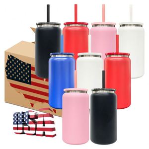 Blackld Underneath 16Oz Vacuum <b>Metal</b> Stainless Steel Soda Can Cups With Pp Plastic Lids Laser Engrave for Iced Coffee Pop - Product Image 4