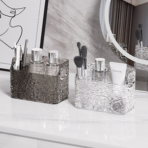 <b>Mirror</b> Cabinet Storage Box Glacier Pattern Open Top Desktop Makeup Organizer Bathroom Cosmetic Holder Small Sundries Rack - Product Image 2