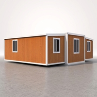 Maison modulaire préfabriquée de luxe à trois chambres, extensible, en conteneur, avec toit en pente