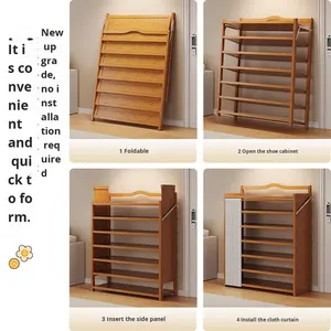 Porte-chaussures pliable multicouche de style moderne, sans installation et anti-poussière, pour la maison et la location d'appartements - Product Image 2