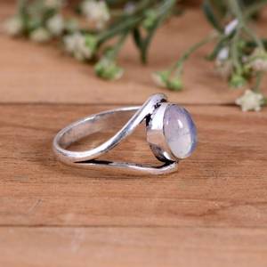 Handmade Natural Opalite <b>Stone</b> Ring 925 Silver Gemstone Oval Bezel Set Luxury Ring for Wedding Unisex Jewelry - Product Image 5