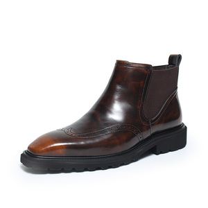 Botas de Hombre con Punta Cuadrada, Estilo Británico Retro, Casuales y Elegantes, Botas de Tobillo Formales de Negocios de Alta Calidad - Product Image 3