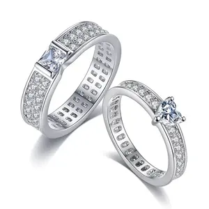Modern Rhodium Plated Diamond White Gold Gay Wedding Ring