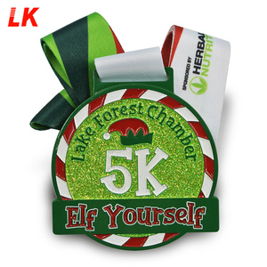 Nhà Máy Trực Tiếp Tùy Chỉnh Thiết Kế Nhà Sản Xuất Thiết Kế Của Riêng Bạn Kẽm Hợp Kim Nhuộm Màu Halloween Giáng Sinh Chạy Lễ Hội Huy Chương Và Dây Buộc - Product Image 5