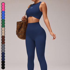 Da <span class=keywords><strong>donna</strong></span> <span class=keywords><strong>sostenibile</strong></span> 2 pezzi Set Yoga pesca stretto Hip <span class=keywords><strong>abbigliamento</strong></span> sportivo per Fitness da corsa traspirante tinta unita senza soluzione di continuità - Product Image 5