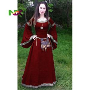 Costumes de cosplay médiévaux pour femmes d'Halloween, gothique rétro, Victoria, <span class=keywords><strong>Moyen</strong></span> Âge, carnaval, <span class=keywords><strong>robe</strong></span> à manches longues plissée avec corset - Product Image 3