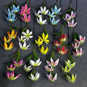 Fleurs artificielles en soie, Lys flamme à trois têtes simulées, pour bouquet de mariage et arrangement durable - Product Image 2