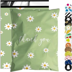 100 Pcs 10x13 Inch Chrysanthemum Printed <b>Poly</b> <b>Mailers</b>, Waterproof Tear-Resistant Thank You Shipping <b>Bags</b>, Self-Adhesive <b>Cute</b> Mai - Product Image 1