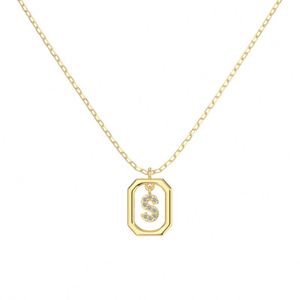 Dylam Rhodium 14K Gold Plated Dainty CZ Alphabet Letter <b>Necklace</b>, Personalized Name <b>Initial</b> -S- <b>Necklace</b> for Women Female - Product Image 4
