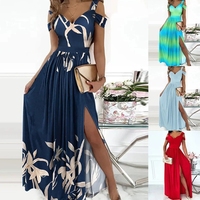 Robe d'été élégante pour femme, style européen et américain, unie, longue, froncée, avec ceinture torsadée, pour le marché transfrontalier