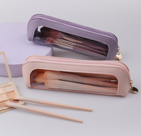 Étui à crayons transparent en PVC de luxe simple, pochette à stylos colorée pour le bureau, organiseur moderne pour crayons