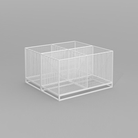 Caisse de rangement en treillis métallique à 4 compartiments sur mesure, panier de présentation en métal thermolaqué, plusieurs couleurs au choix