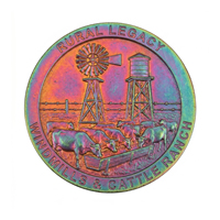 Pièce de défi en métal gravée directement par OEM, thème Ferme de bétail Western, Moulin à vent et Tour d'eau, style Héritage Rural, pour souvenir