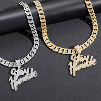 Chaîne cubaine en argent pour hommes, chaîne sertie de pendentifs lettres, collier en alliage, bijoux hip-hop, cadeau