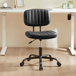 Anji cómodo cojín grueso diseño Flexible blanco altura ajustable sin brazos 360 giratorio <span class=keywords><strong>PC</strong></span> <span class=keywords><strong>Silla</strong></span> de <span class=keywords><strong>escritorio</strong></span> de oficina para espacio pequeño - Product Image 5