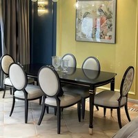 Table à manger carrée de luxe légère américaine en bois massif de style néoclassique français, directement de l'usine, avec 6 chaises, personnalisable, vente en gros